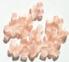 50 6x6mm Ornelia Cut Satin Pink Glass Beads